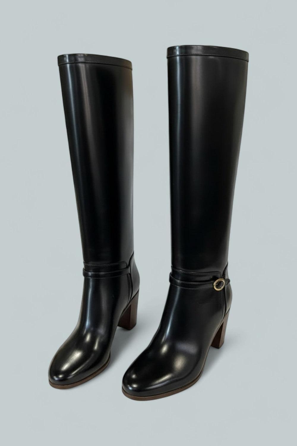 Women’s Pattie Tall Leather Boots - Black - 6.5 US / 36.5 EU - Boots