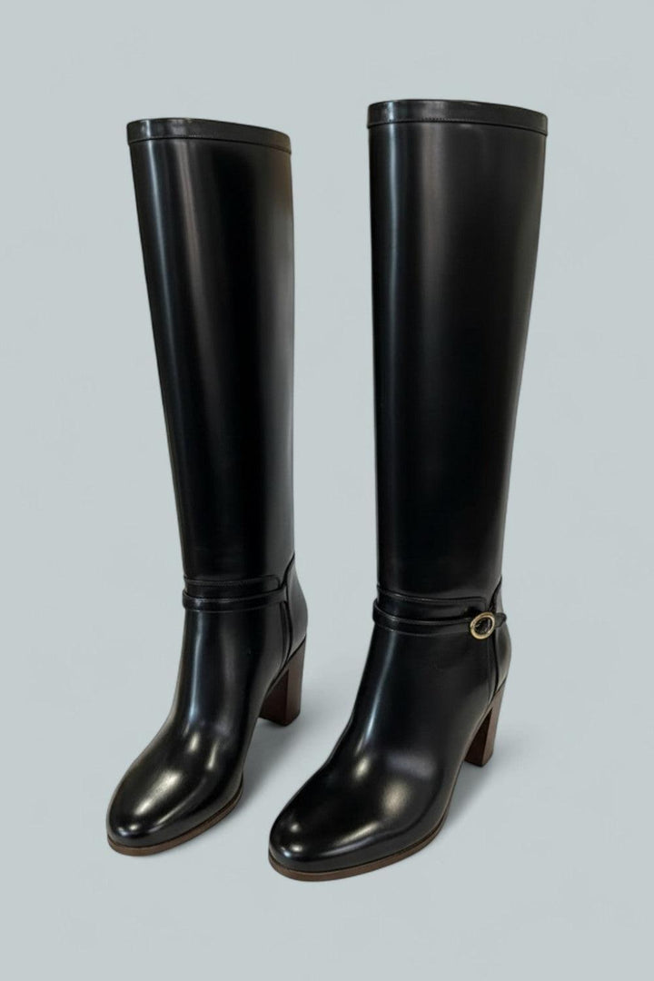 Women’s Pattie Tall Leather Boots - Black - 6.5 US / 36.5 EU - Boots