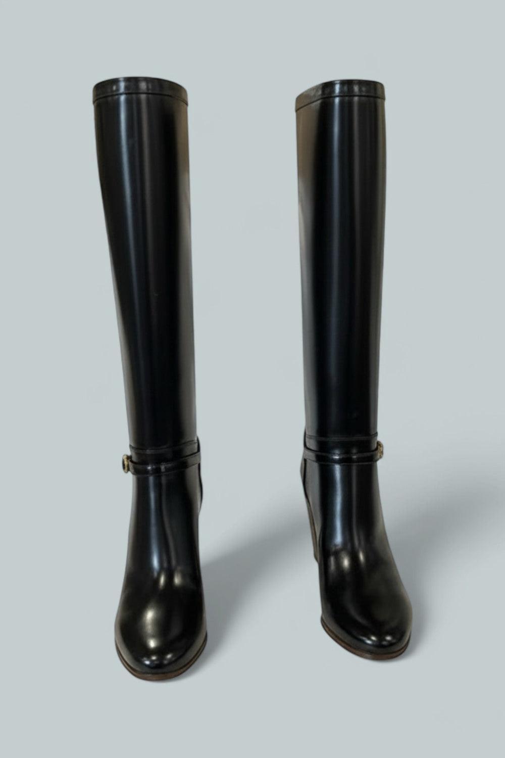 Women’s Pattie Tall Leather Boots - Black - 6.5 US / 36.5 EU - Boots