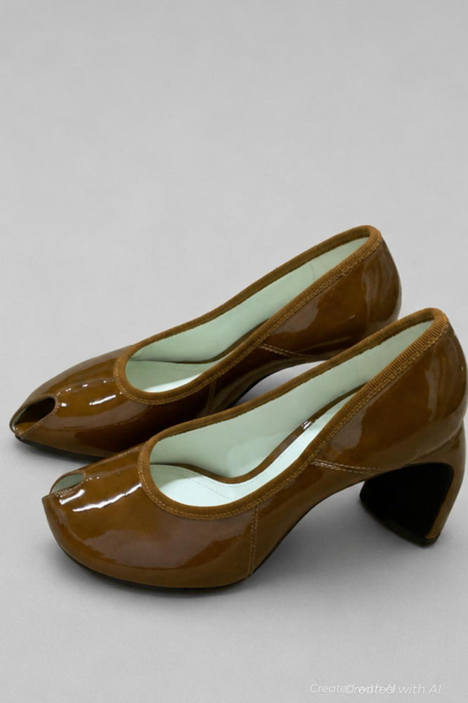 Women’s Peep Toe Pumps - Caramel - 8 - Heels