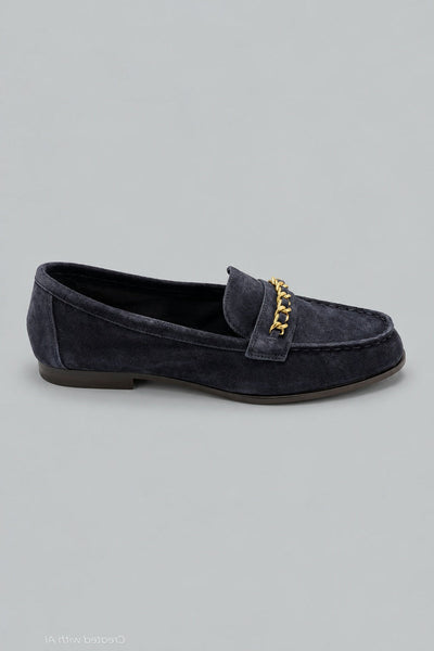 Women’s Penny Chain Loafer Flats - Navy - 7.5 - Loafers