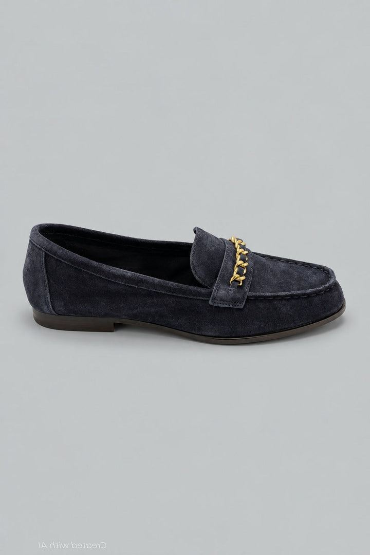 Women’s Penny Chain Loafer Flats - Navy - 7.5 - Loafers