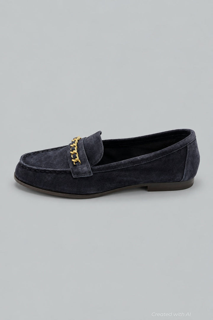 Women’s Penny Chain Loafer Flats - Navy - 7.5 - Loafers