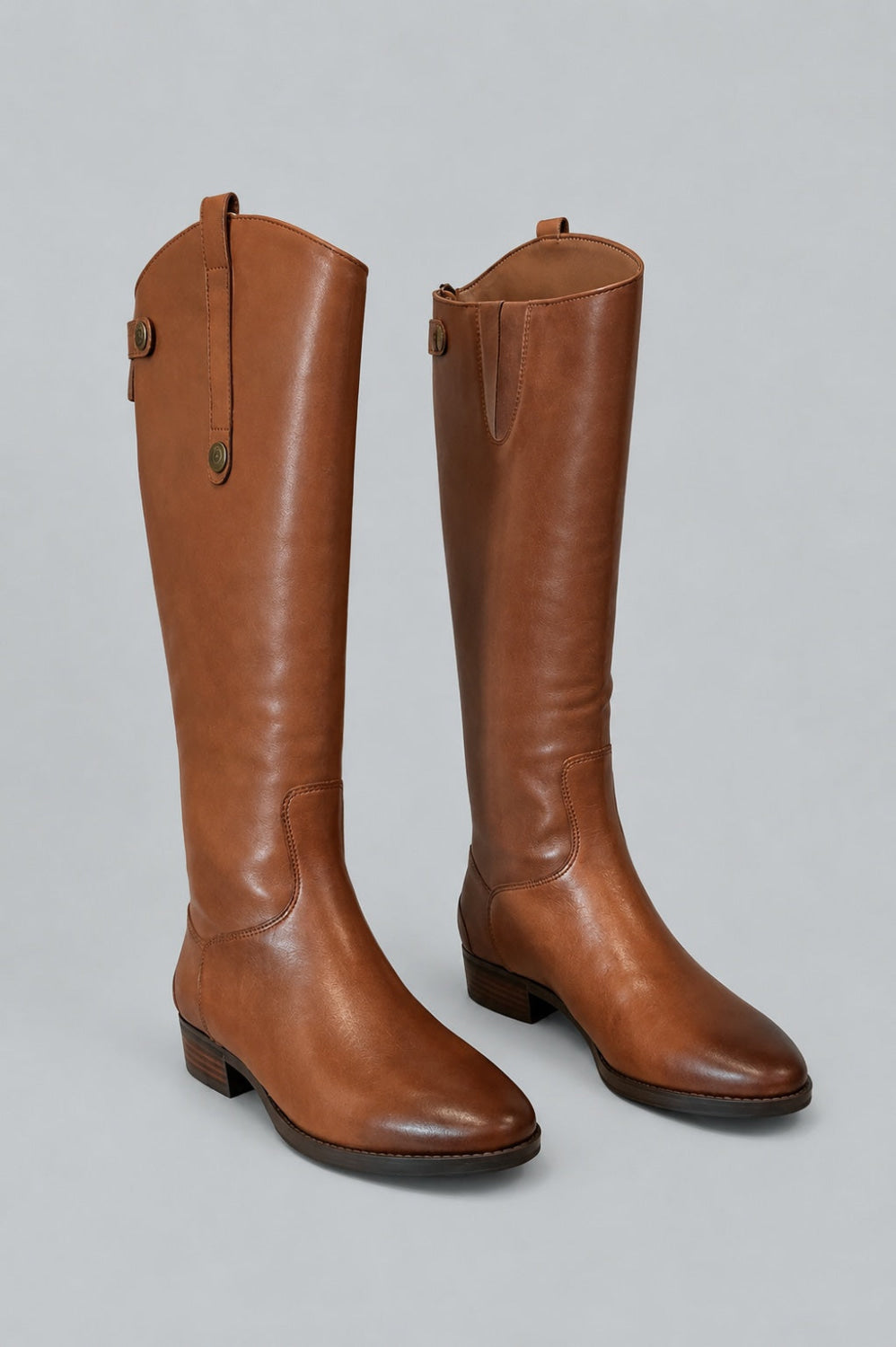 Women’s Penny Leather Low-Heel Riding Boots - Whiskey - 7.5 - Boots
