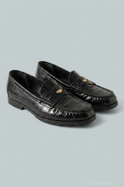Women’s Penny Lug Loafer Flats - Black - Loafers