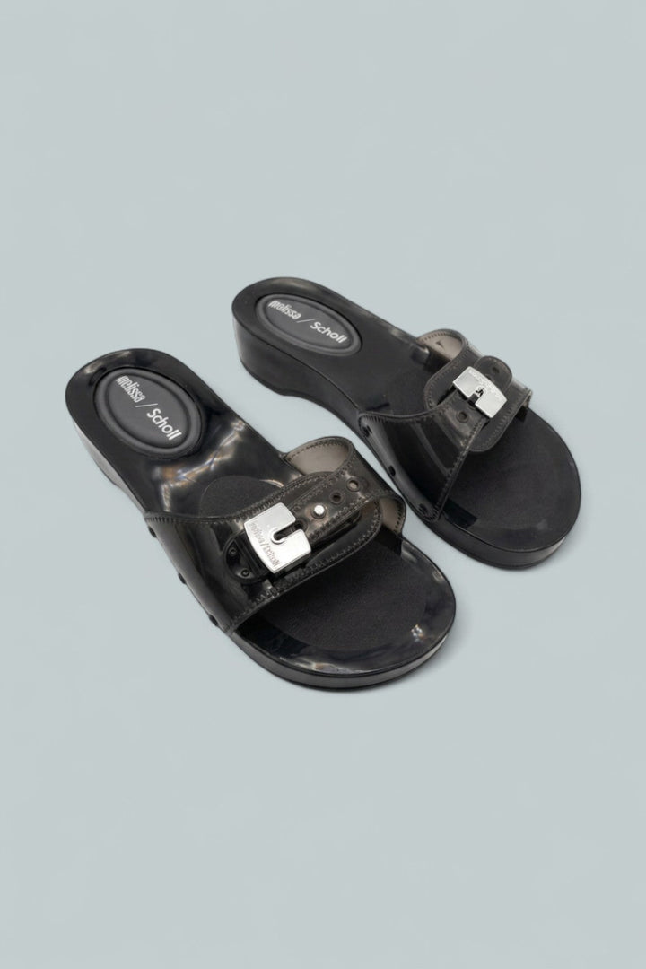 Women’s Pescura Heel + Scholl Slides - Clear Blac - 7 - Heels
