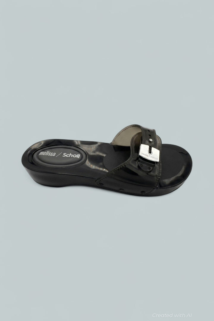 Women’s Pescura Heel + Scholl Slides - Clear Blac - 7 - Heels