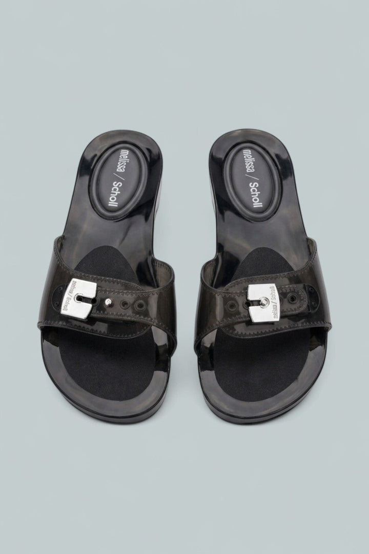 Women’s Pescura Heel + Scholl Slides - Clear Blac - 7 - Heels