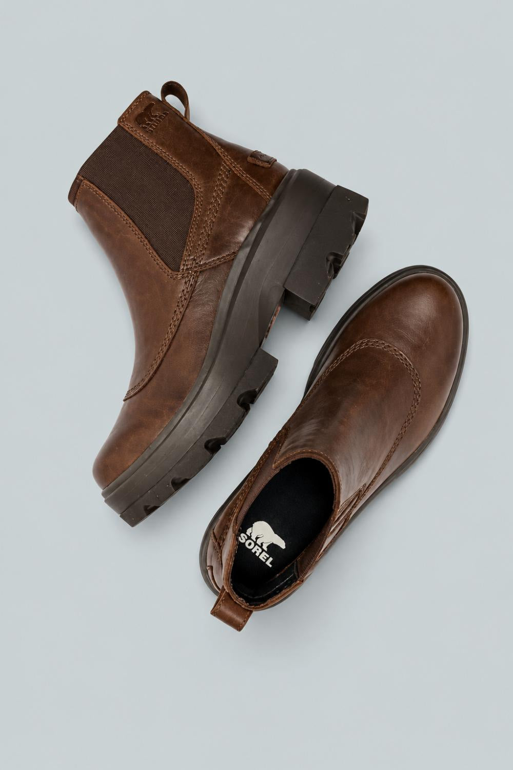 Women’s Platform Chelsea Boots - Tobacco/Blackened Brown - Boots