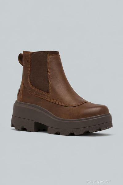 Women’s Platform Chelsea Boots - Tobacco/Blackened Brown - Boots