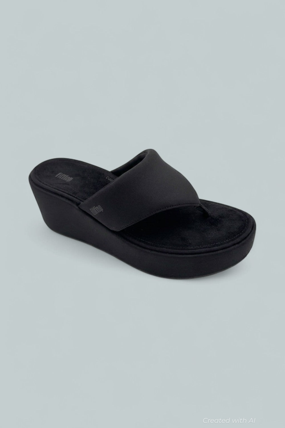Women’s Platform Wedge Thong Sandals - All Black - 9 - Flip Flop