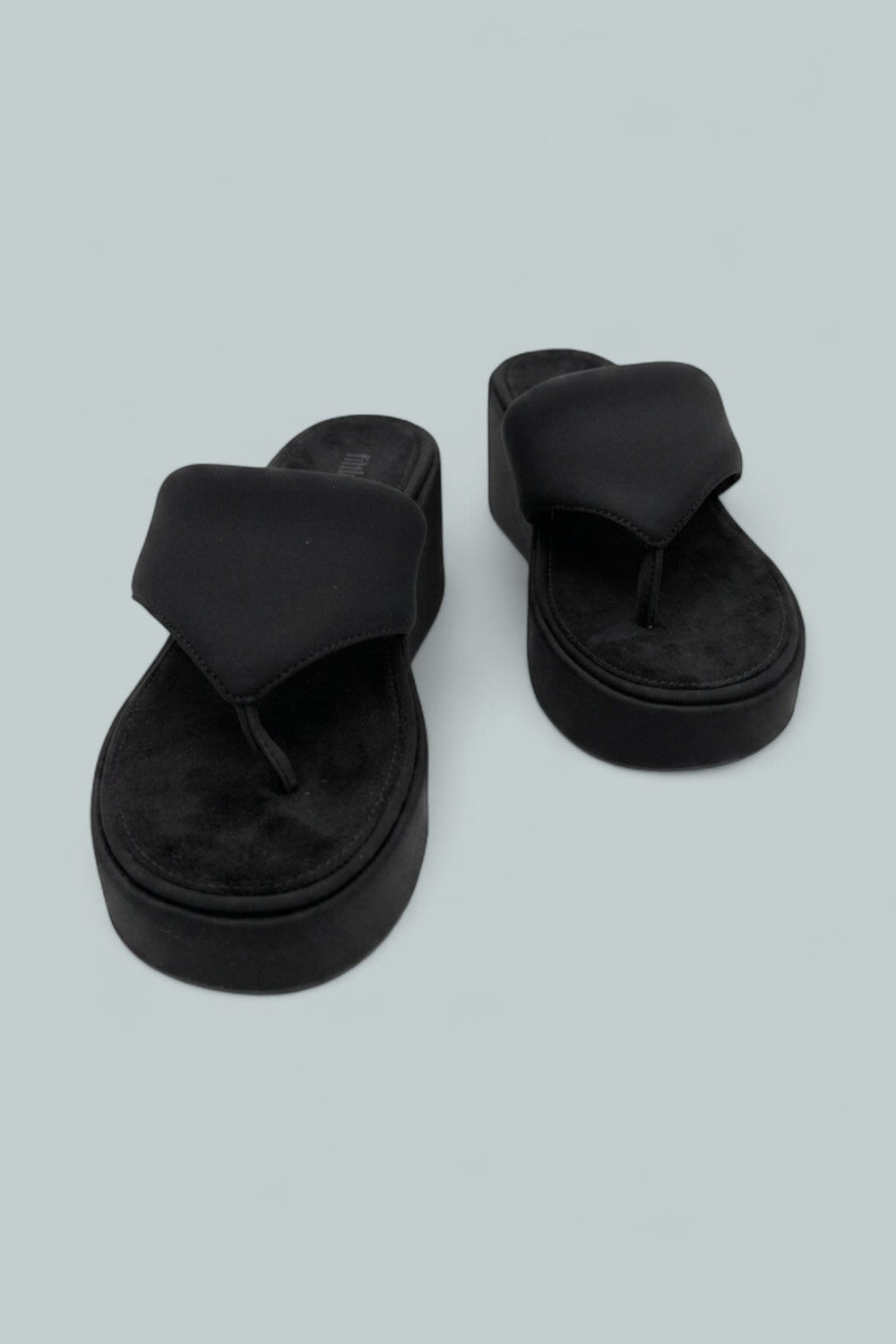 Women’s Platform Wedge Thong Sandals - All Black - 9 - Flip Flop