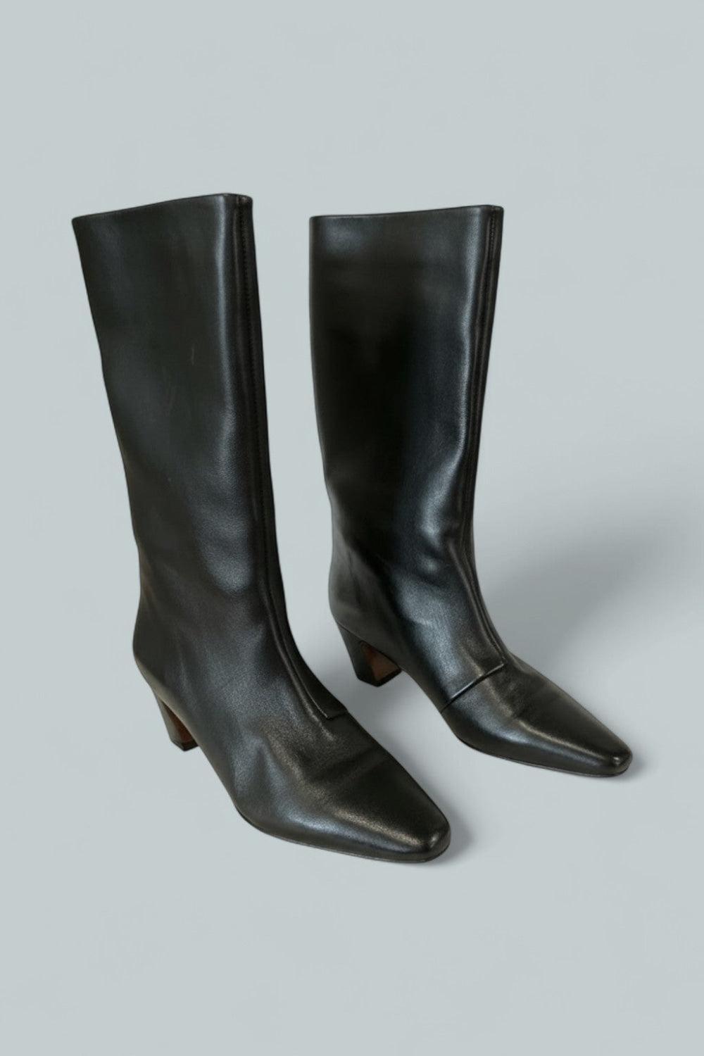 Women’s Pointed Mid Shaft Boots - Black - 7.5 - Boots