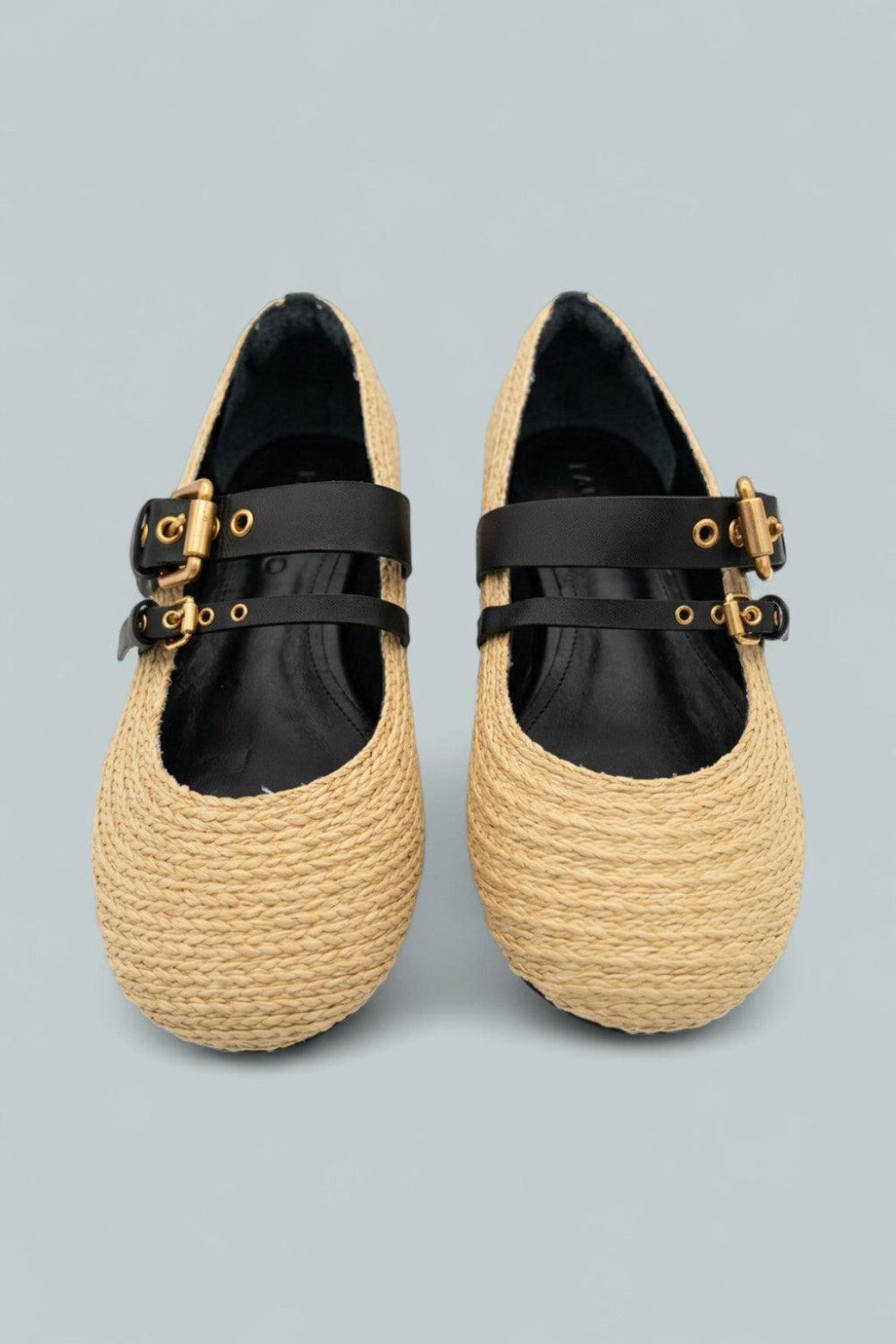 Women’s Raffia Flat Ballet Flats - Black/Natural - 6.5 - Flats