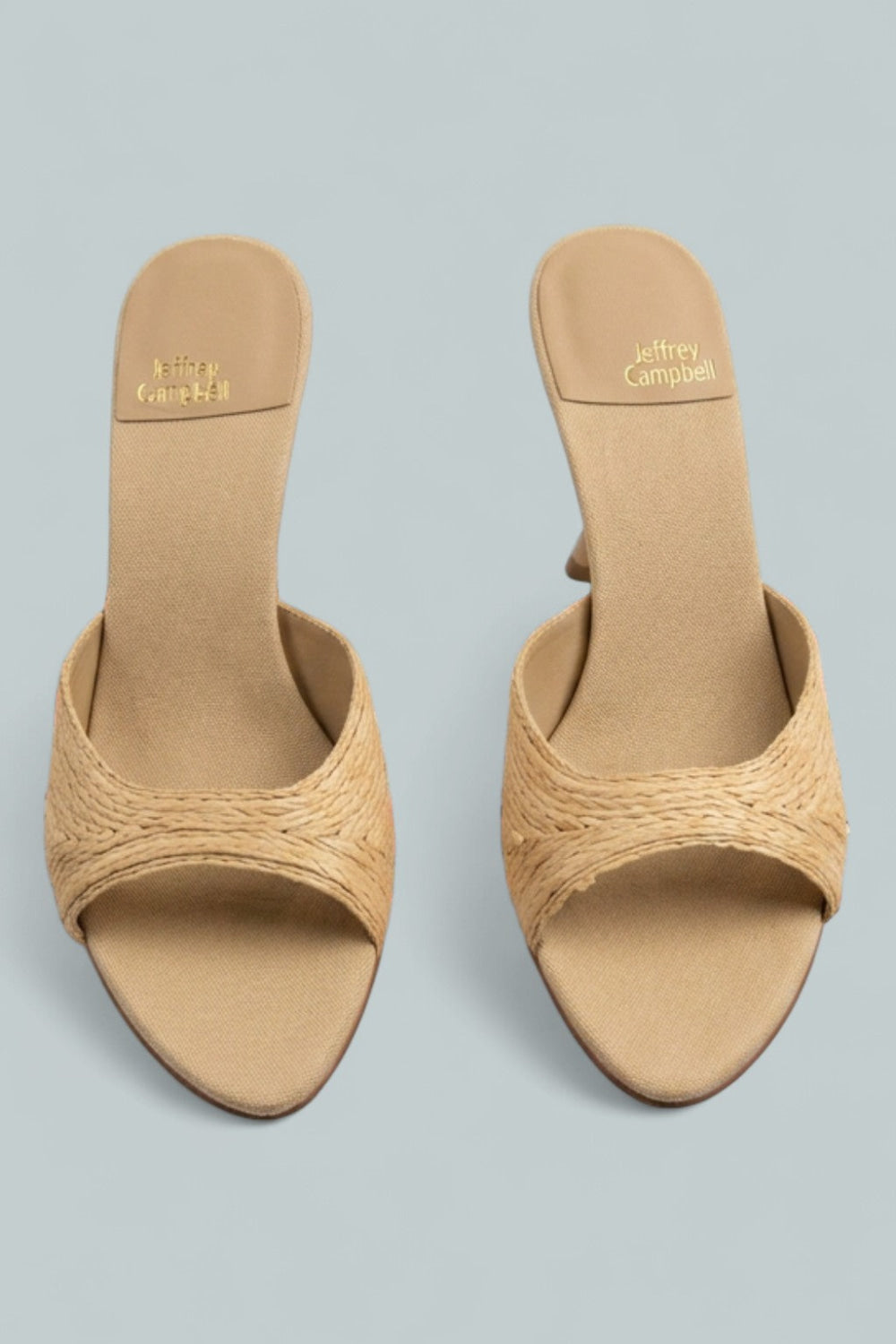 Women’s Raffia Mid Heel Mules - Natural Raffia - Mules