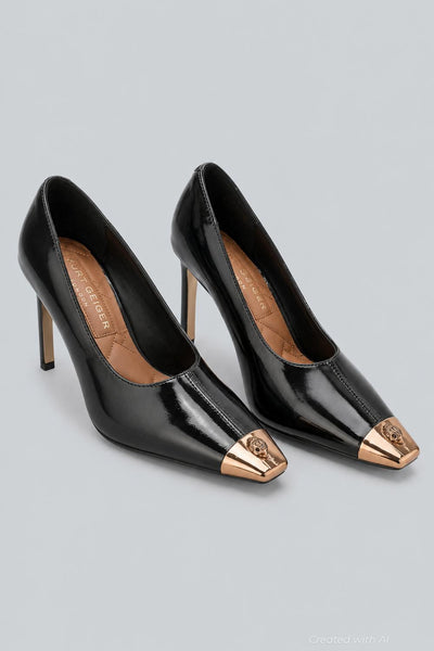 Women’s Regent Eagle Capped Snip Toe Pumps - Black - 7.5 - Heels