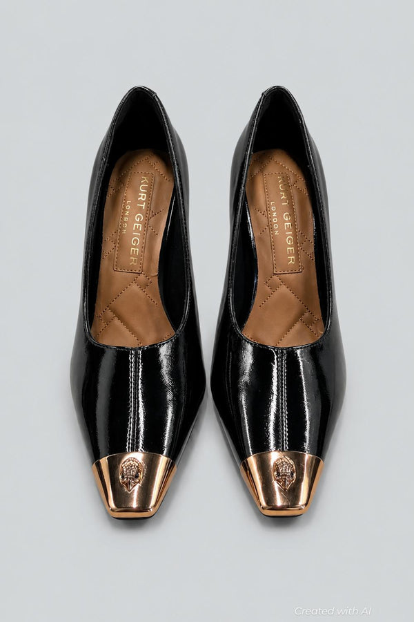 Women’s Regent Eagle Capped Snip Toe Pumps - Black - 7.5 - Heels