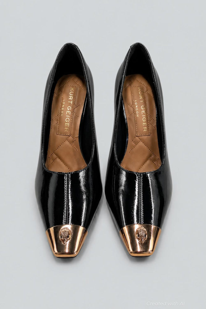 Women’s Regent Eagle Capped Snip Toe Pumps - Black - 7.5 - Heels