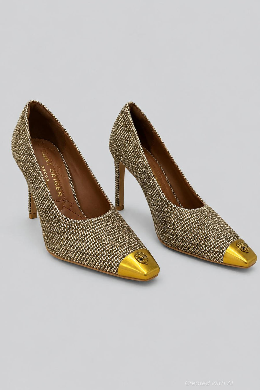 Women’s Regent Eagle Capped Snip Toe Pumps - Open Beige - Heels