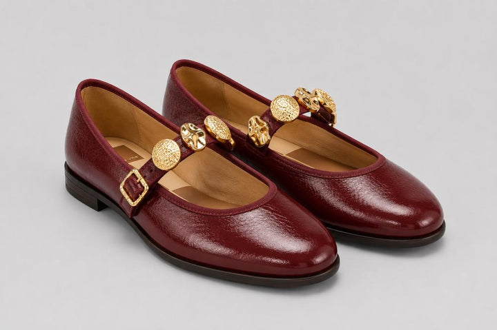 Women’s Relan Embellished Flats - Oxblood Leather - Flats