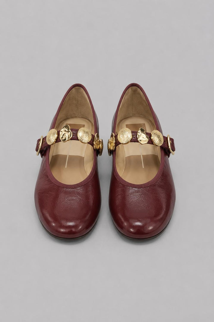 Women’s Relan Embellished Flats - Oxblood Leather - Flats