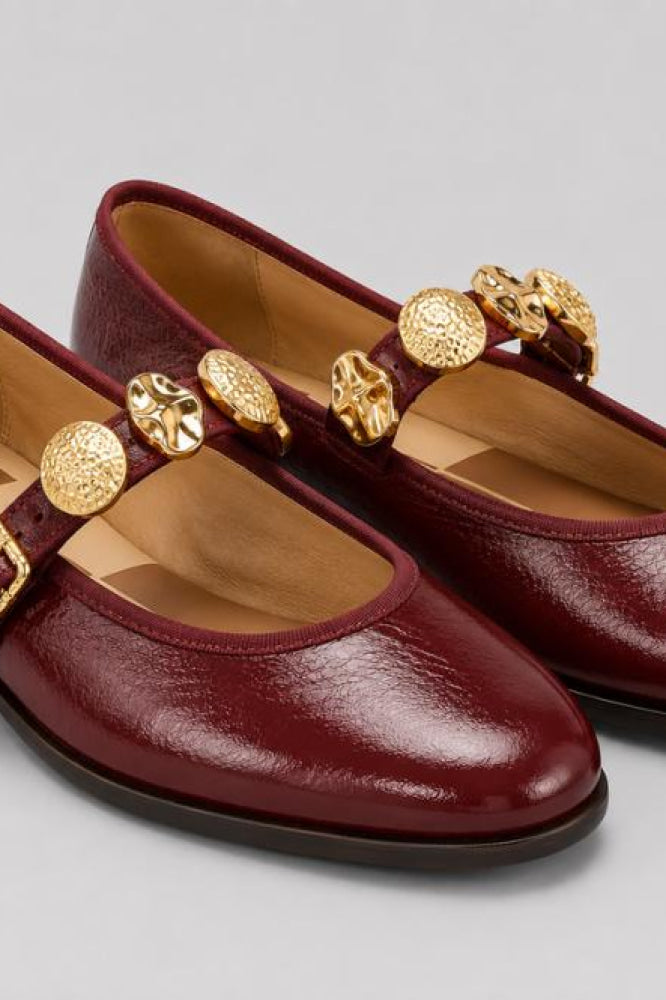 Women’s Relan Embellished Flats - Oxblood Leather - Flats