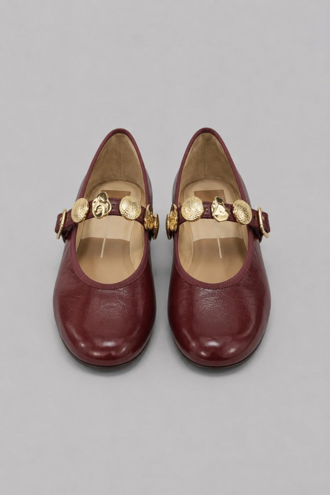 Women’s Relan Embellished Flats - Oxblood Leather - Flats