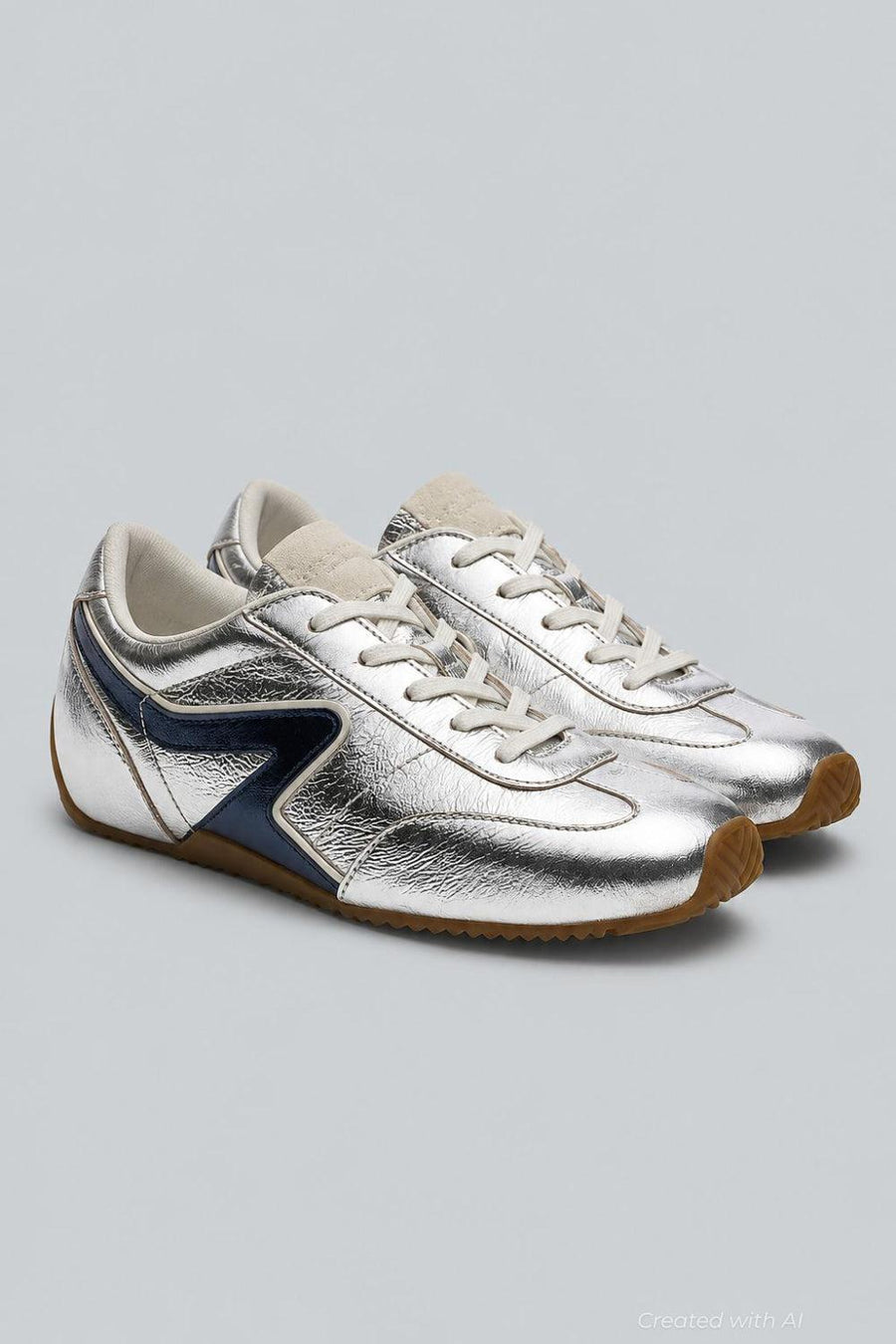 Women’s Retro Runner Slim Sneakers - Silver/Navy - 9 - Sneaker