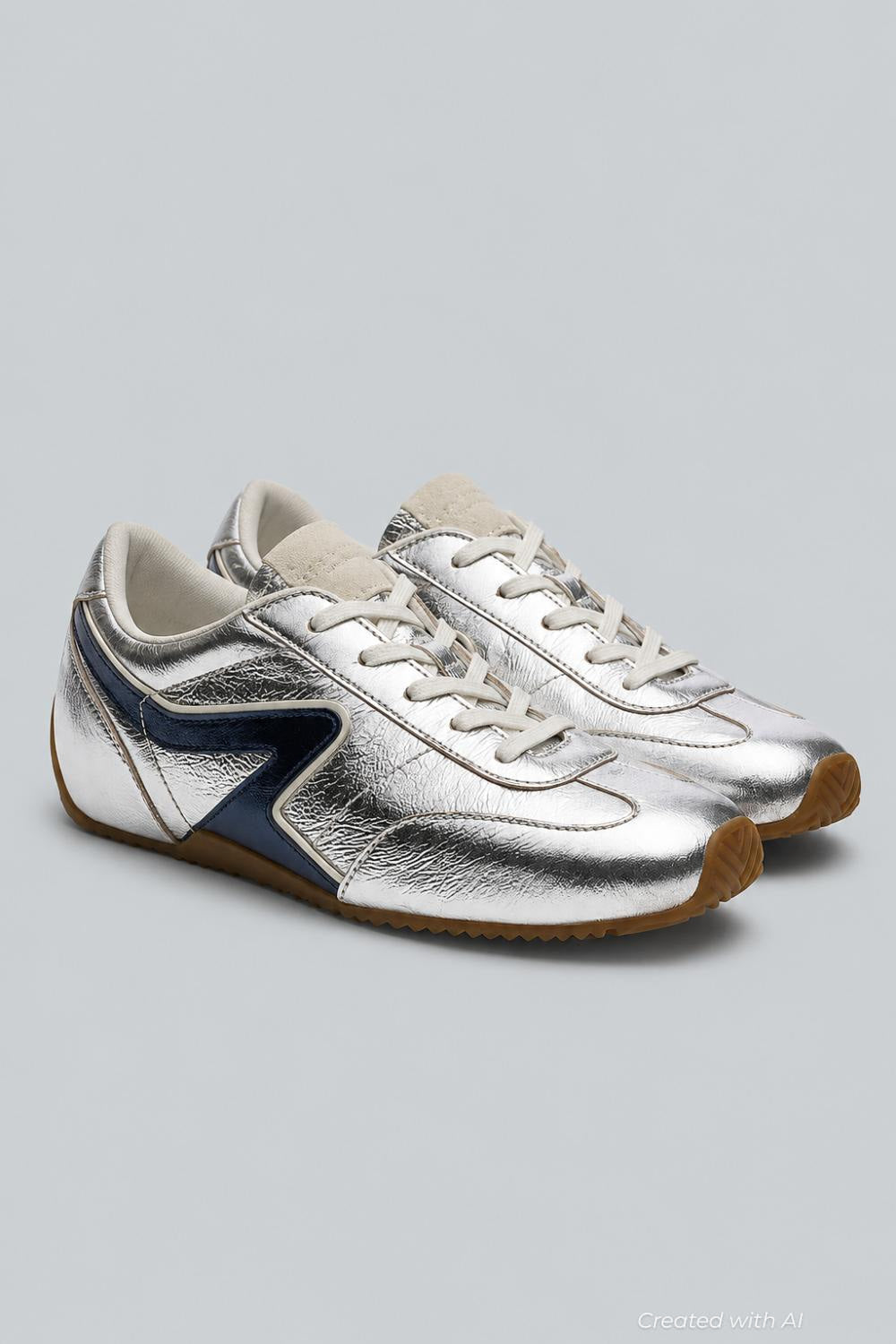 Women’s Retro Runner Slim Sneakers - Silver/Navy - 7.5 US / 37.5 EU - Sneaker
