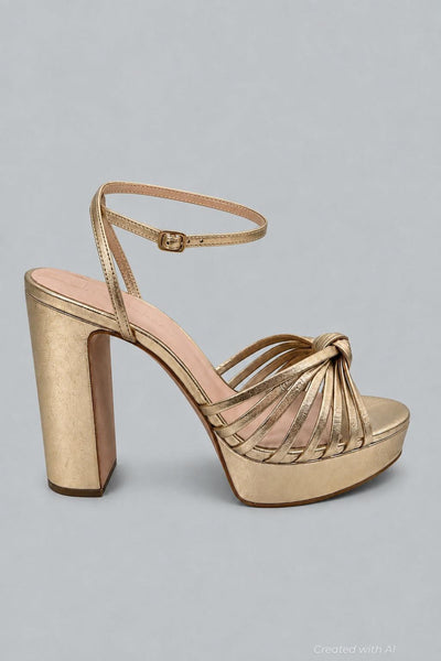 Women’s Rivka Platform High Block Heel Sandals - Champagne - 10 - Heels