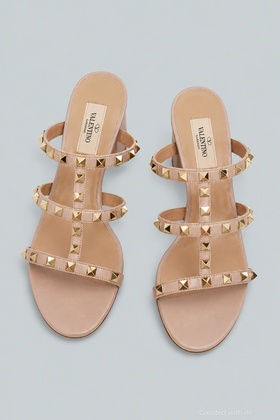 Women’s Rockstud Block Heel Sandals - Poudre - 8 US / 38 EU - Sandal