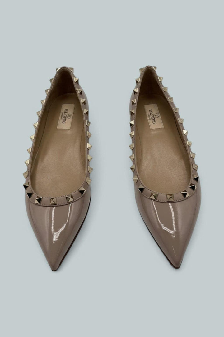Women’s Rockstud Pointed Toe Ballet Flats - Poudre - 8 US / 38 EU - Flats