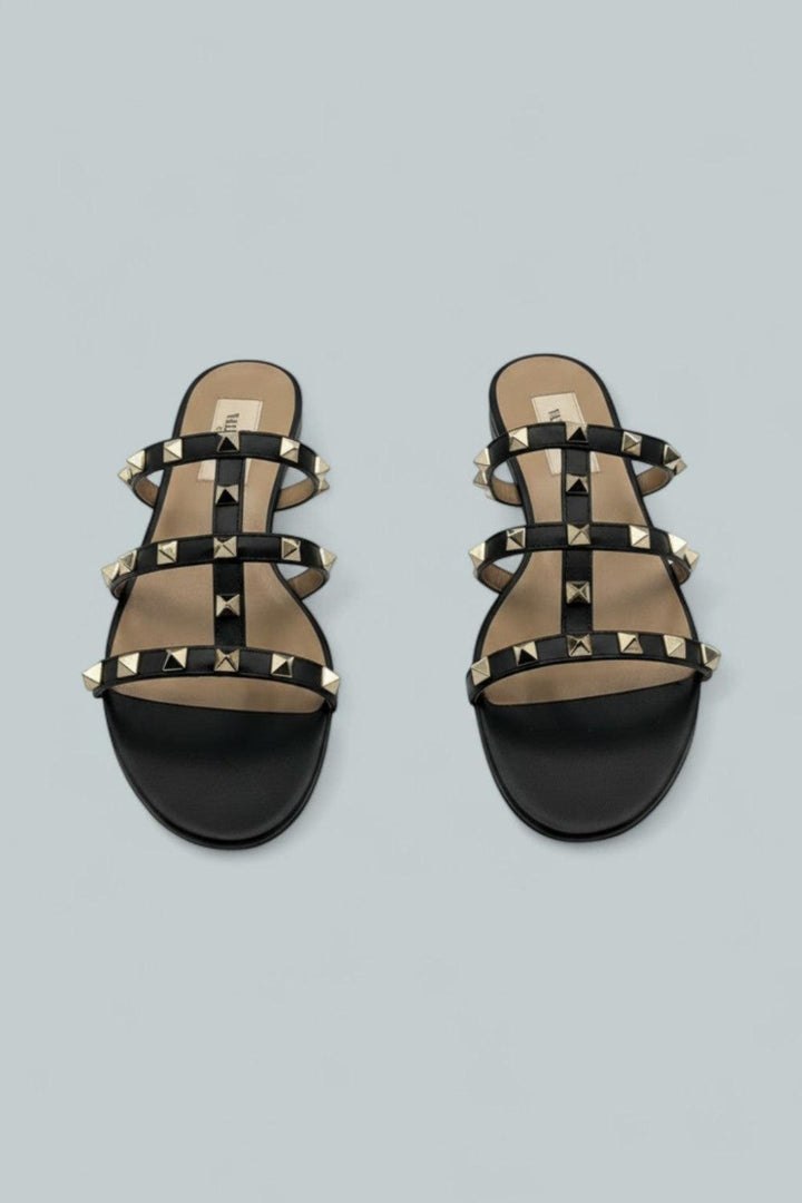 Women’s Rockstud Slide Sandals - Black/Gold - 6 US / 36 EU - Sandals