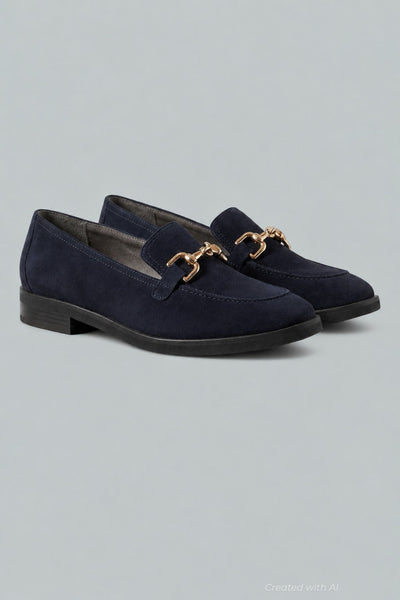 Women’s Sandy Loafer Flats - Blue Suede - 7 - Loafers