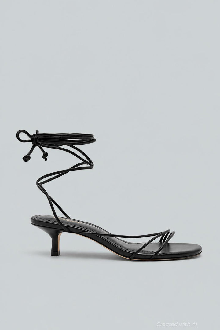 Women’s Sara Strappy Kitten Heel Sandals - Black - 8.5 - Heels