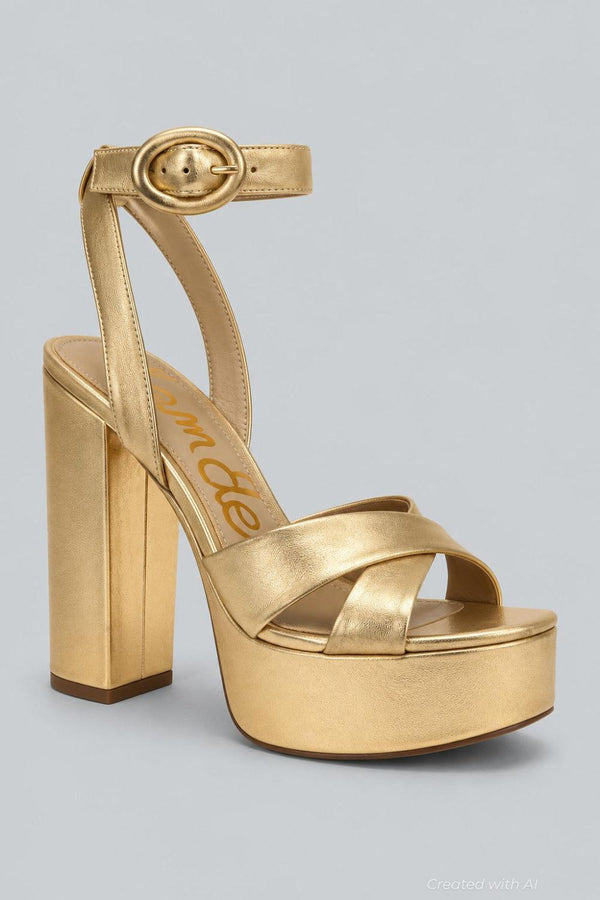 Women’s Savannah Leather Platform Sandals - Gold - Sandals