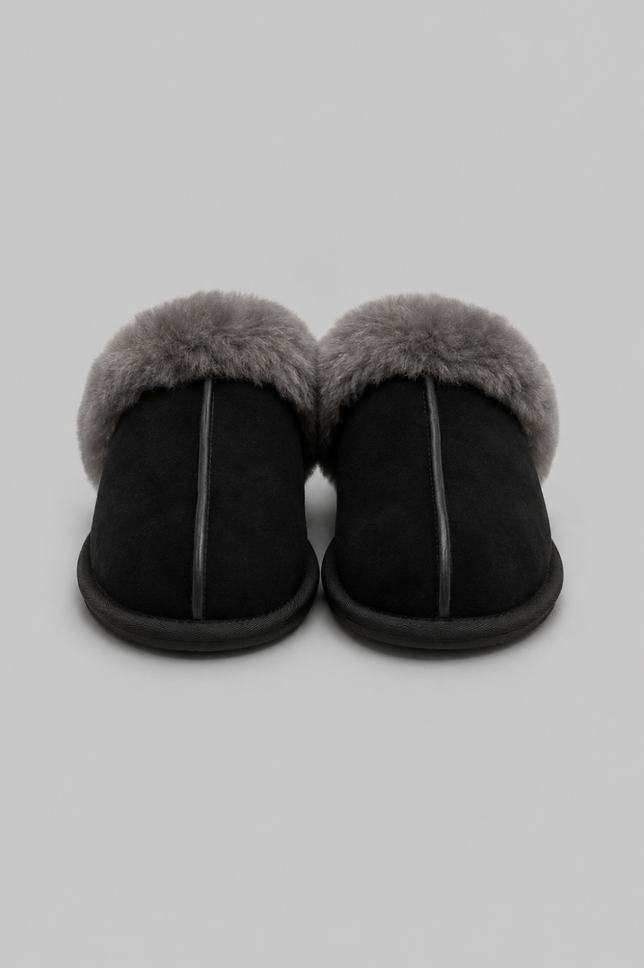 Women’s Scuffette Shearling Mule Slippers - Black - 7 - Mules