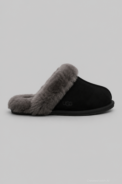 Women’s Scuffette Shearling Mule Slippers - Black - 7 - Mules