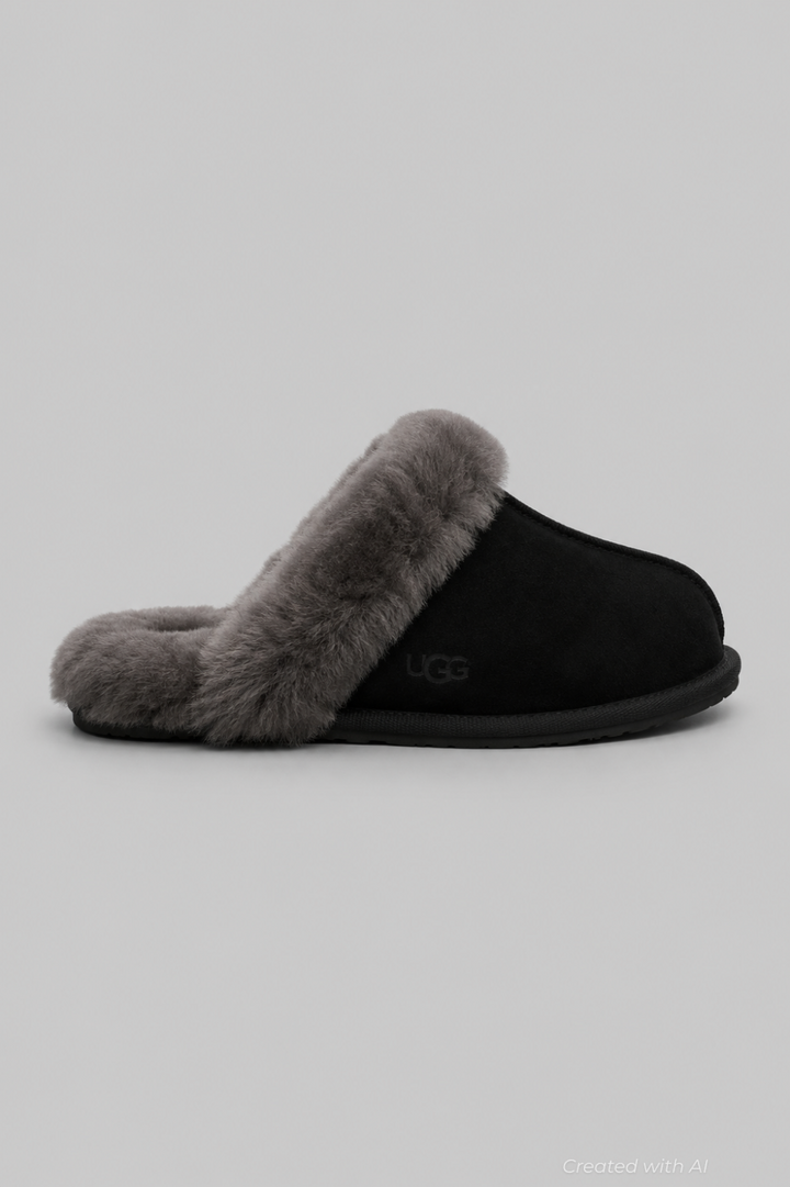 Women’s Scuffette Shearling Mule Slippers - Black - 7 - Mules