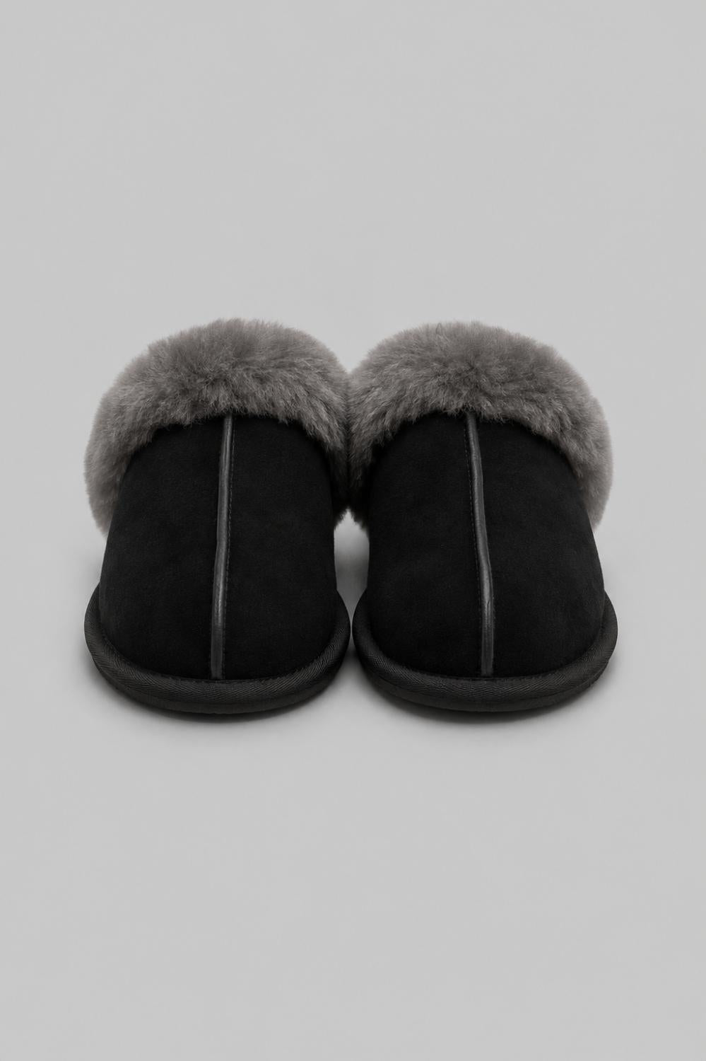 Women’s Scuffette Shearling Mule Slippers - Black - 7 - Mules