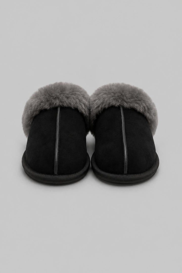 Women’s Scuffette Shearling Mule Slippers - Black - 7 - Mules