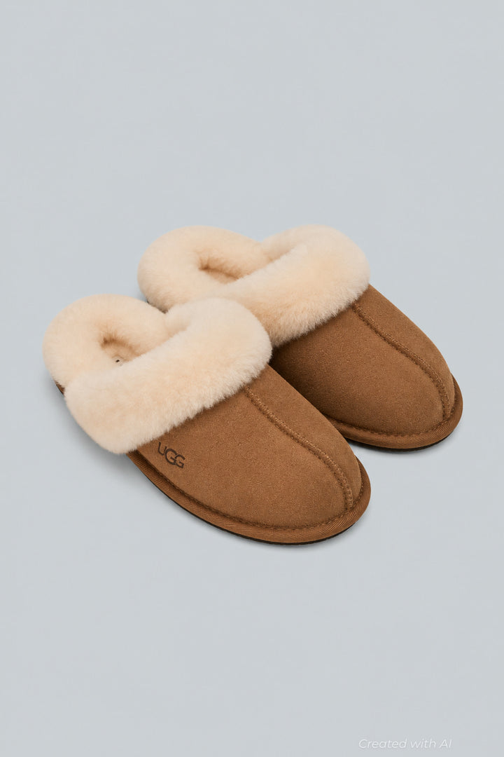Women’s Scuffette Shearling Mule Slippers - Chestnut - 9 - Slip-On