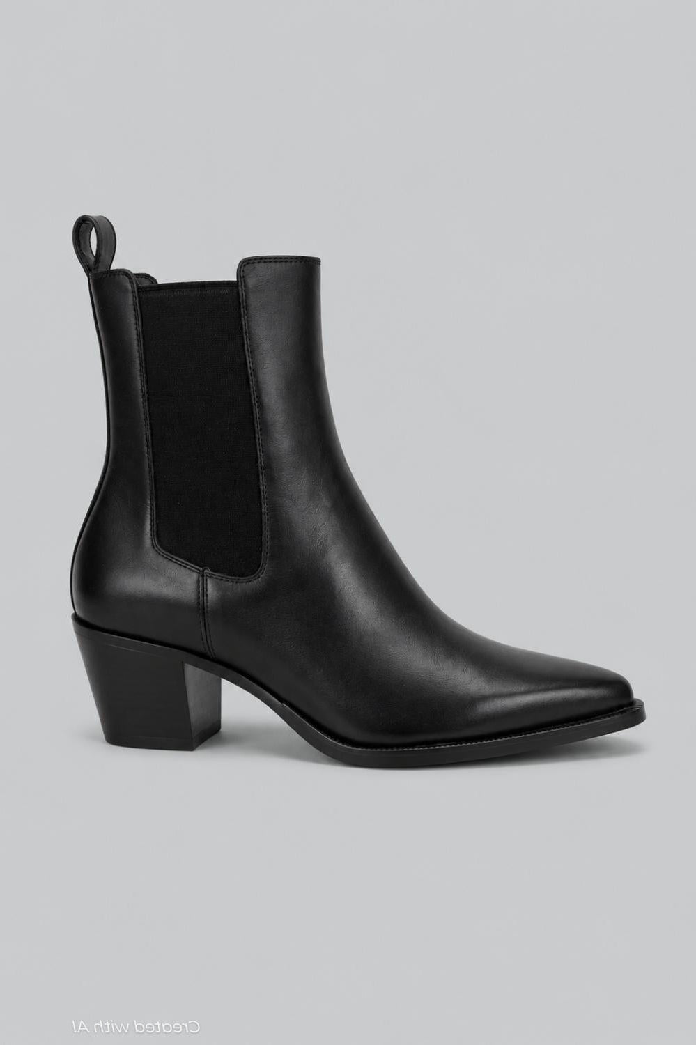 Women’s Shadie Pointed Toe Chelsea Boot - Black Leather - 6 - Bootie