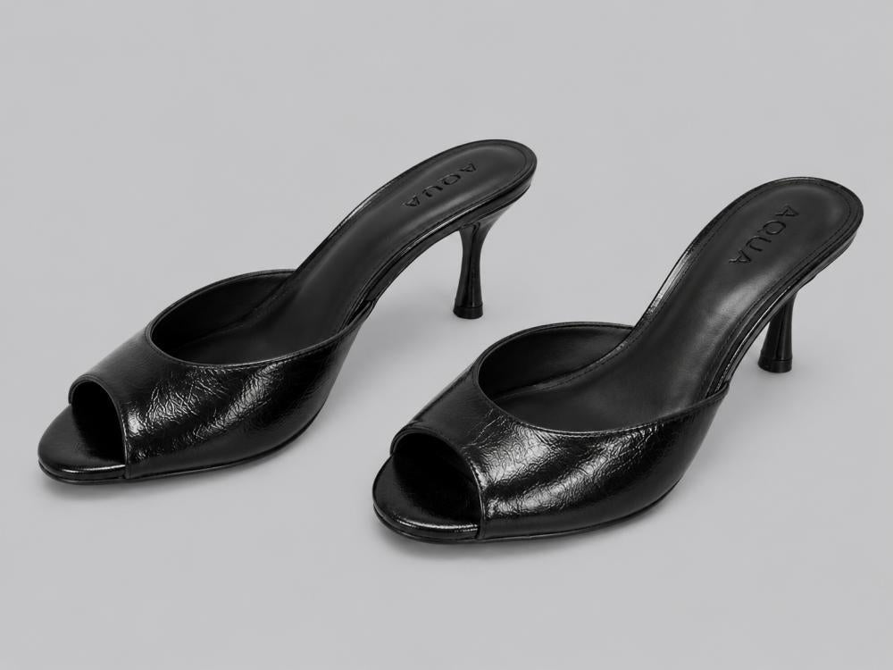 Women’s Shil Leather Sandals - Black Crinkle - Sandal