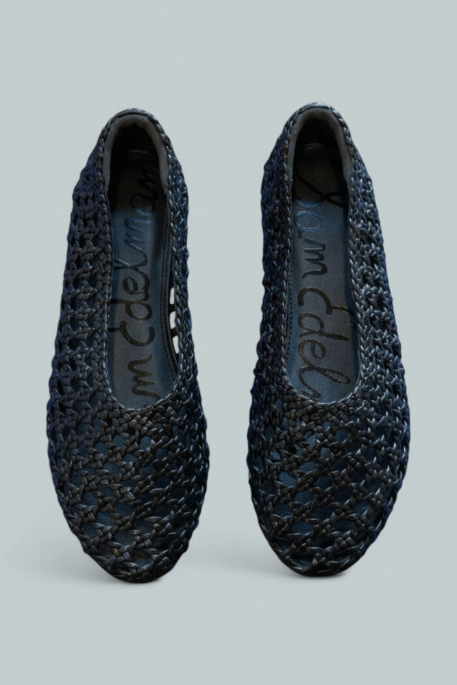 Women’s Shira Woven Leather Ballet Flats - Black - Flats