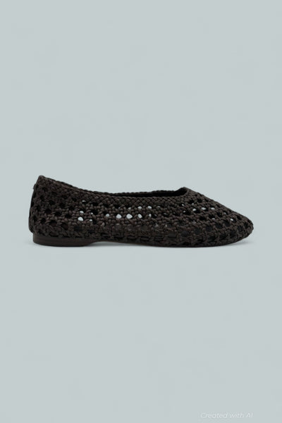 Women’s Shira Woven Leather Ballet Flats - Dark Brown - 9.5 - Flats