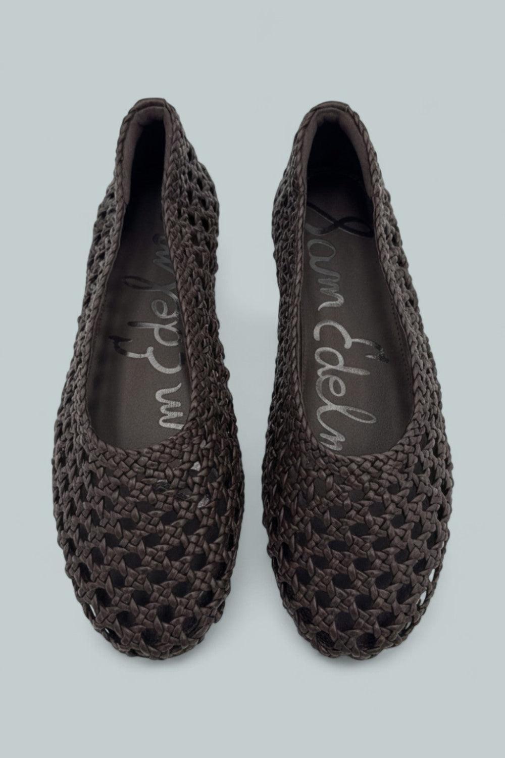 Women’s Shira Woven Leather Ballet Flats - Dark Brown - 9.5 - Flats