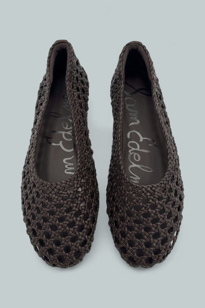 Women’s Shira Woven Leather Ballet Flats - Dark Brown - 9.5 - Flats