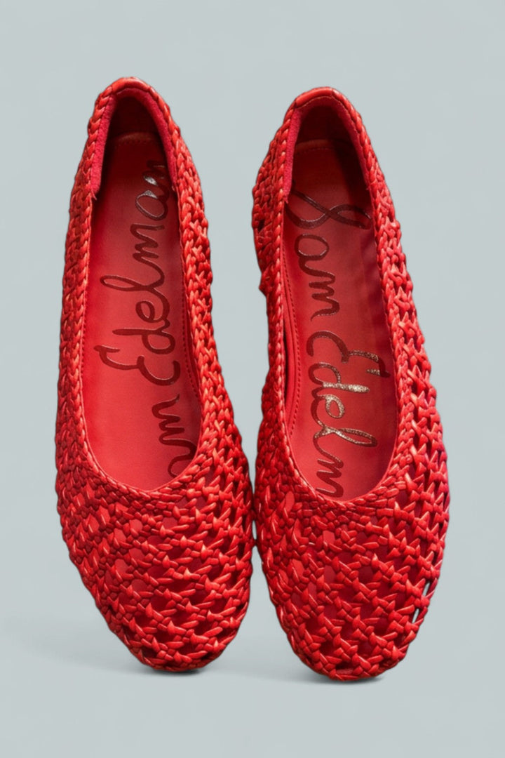 Women’s Shira Woven Leather Ballet Flats - Red - Flats