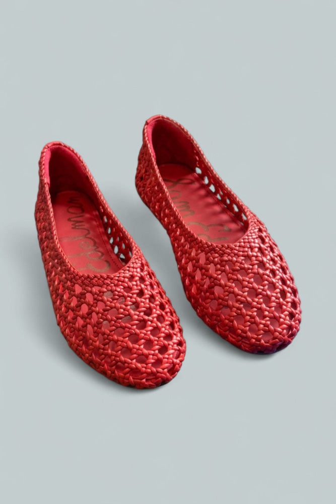 Women’s Shira Woven Leather Ballet Flats - Red - Flats